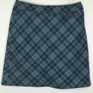LL Bean Blue Plaid Wool Blend Skirt Size 12 petite